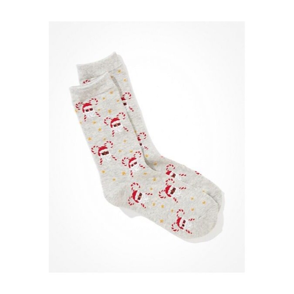American Eagle Women's Candy Cane Santa Crew Socks